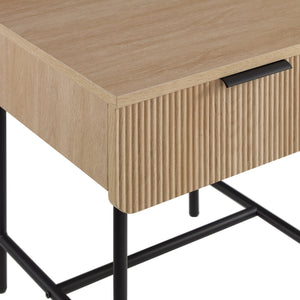English Elm Walker Edison - Modern Fluted-Door Coastal Oak Side Table with Warp-Resistant MDF, Metal Base & Minimalist Flair B185P168972