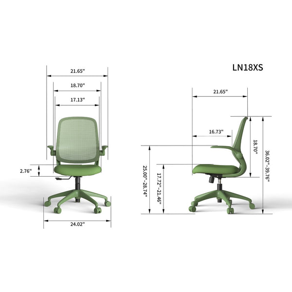 English Elm Ergonomic Mesh Back Task Chair with Flip Armrests High Density Foam Seat 500lb Capacity Green W5280P464455