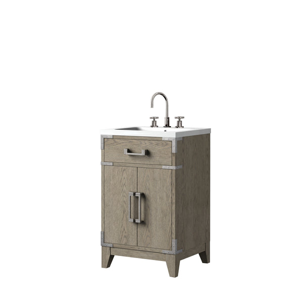 English Elm Grey Oak Single Bath Vanity With Acrylic Top & Faucet Set - Stylish Storage For Compact Spaces B2731P259737
