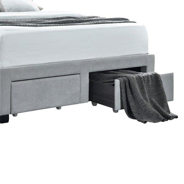 English Elm Newport Light Grey Upholstered King Bed With 4 Storage Drawers, Tufted Headboard & Modern Design B062S00710
