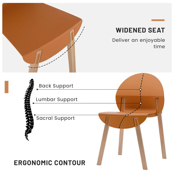 English Elm Summer 5 Piece Round Dining Set Polypropylene Stackable Chairs Oak Legs Modern Style Tropical Orange,White W3450S00037