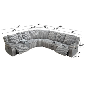 English Elm M078 Power Reclining Sectional Sofa with Dual USB Ports, Armrests & Back Reset for Ultimate Comfort Grey W1805S00081