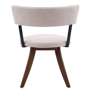 English Elm Modern Beige Fabric Dining Chairs Walnut Rubberwood Base Curved Back Set of 2 N768P391169W