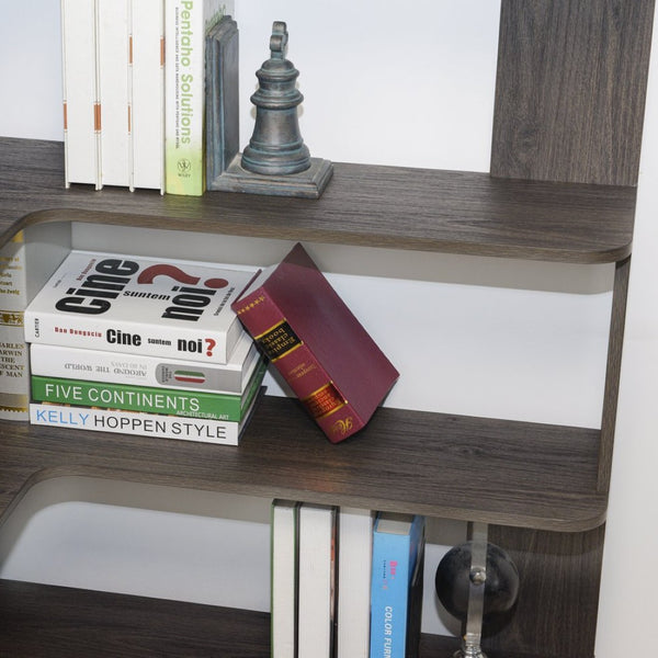 English Elm 90cm Five Tier L Shaped Corner Bookcase Open Wood Shelving for Home Office or Living Room W2899P444159