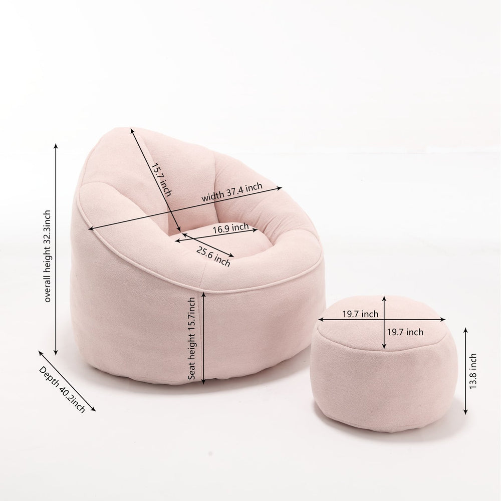 English Elm Bedding Super Fiber Bean Bag Sofa Chair with High-Density Foam Padding and Removable Cover for Ultimate Comfort Pink W1996P183245