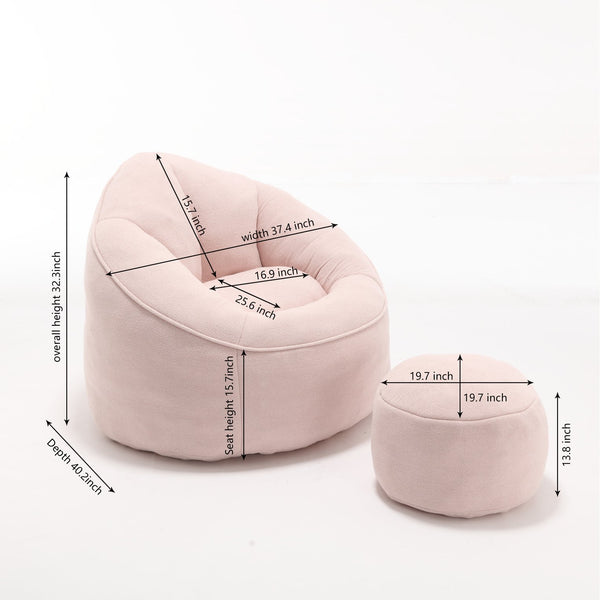 English Elm Bedding Super Fiber Bean Bag Sofa Chair with High-Density Foam Padding and Removable Cover for Ultimate Comfort Pink W1996P183245