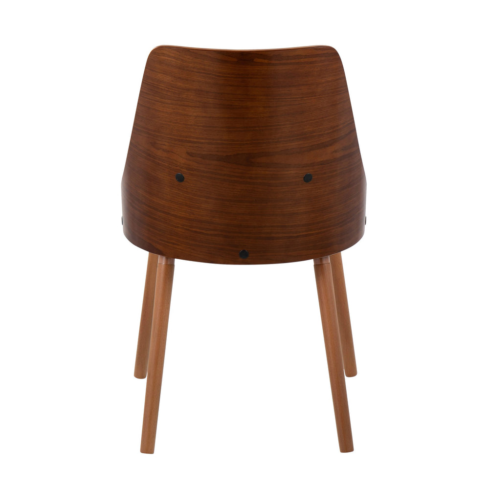 English Elm Anabelle Walnut Mid-Century Dining Chairs Set of 2 — Cream Faux Leather, Padded Comfort & Bent Wood Design B202P223421