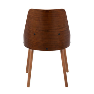 English Elm Anabelle Walnut Mid-Century Dining Chairs Set of 2 — Cream Faux Leather, Padded Comfort & Bent Wood Design B202P223421