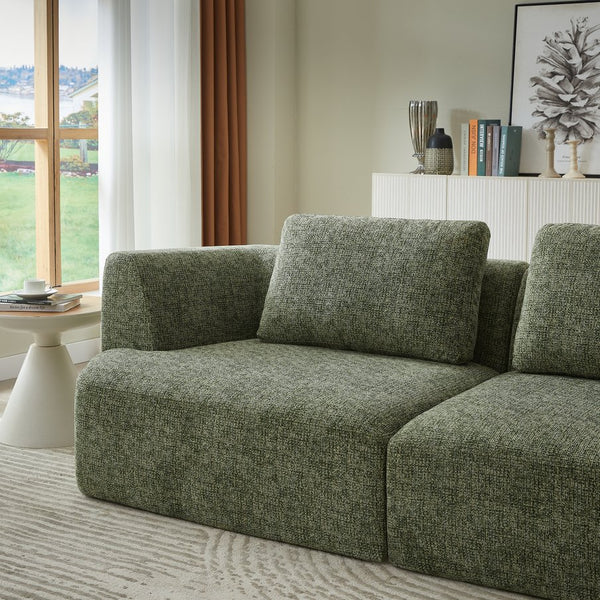 English Elm Oversized Chenille 3-Seater Compressed Sofa — No Assembly, Space-Saving, Soft Pocket-Spring Comfort Green W2339P352930