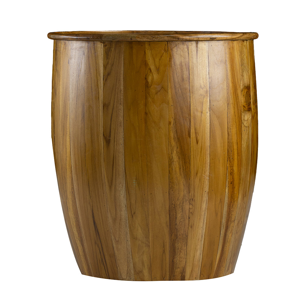 English Elm 22x22x25" Drum Side Table With Tray Style Top - Mixed Materials, Tapered Base, Natural Finish for Living Rooms W2078P180411