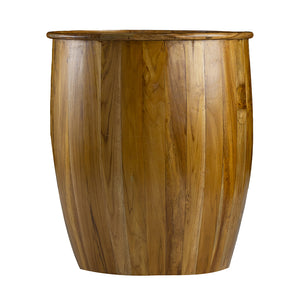 English Elm 22x22x25" Drum Side Table With Tray Style Top - Mixed Materials, Tapered Base, Natural Finish for Living Rooms W2078P180411
