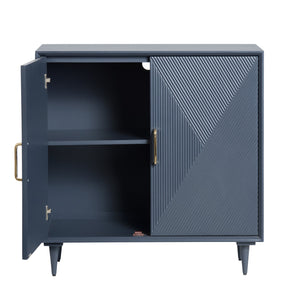 Crestview Collection Two-door Cabinet - Modern Blue Elegance With Geometric Design, Brass Handles & Easy Assembly Storage Blue Solid Wood Cvfvr8320