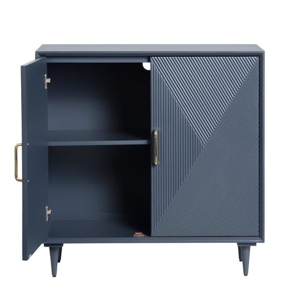 Crestview Collection Two-door Cabinet - Modern Blue Elegance With Geometric Design, Brass Handles & Easy Assembly Storage Blue Solid Wood Cvfvr8320