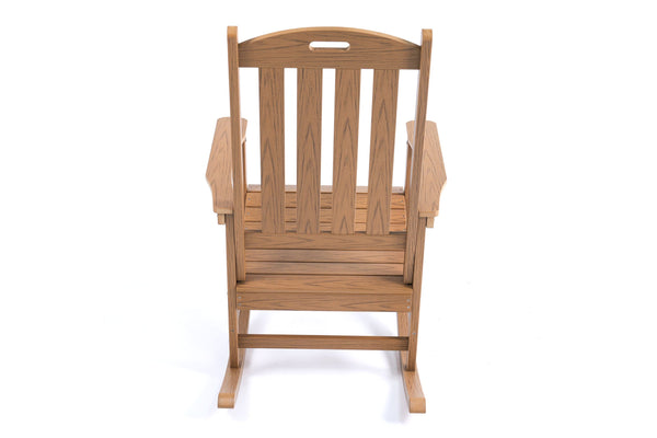 English Elm Rocking all-weather outdoor lounge chair in wood-look HIPS with 304 stainless accents, durable comfort Teak W2085P363934