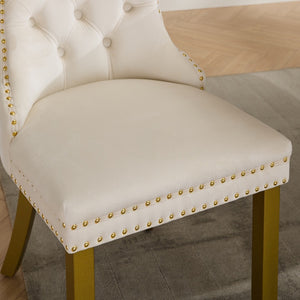 English Elm A&a Velvet Tufted Dining Chairs with Nailhead Trim Solid Wood Tapered Legs Set of 2 W1143P179487