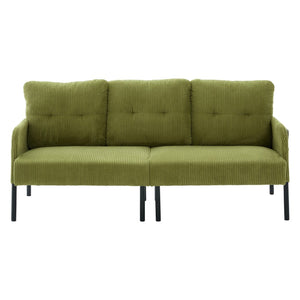 English Elm United We Win Corduroy Loveseat Plush Ergonomic Sofa with Spring Support Metal Legs Olive Green W1568P410049