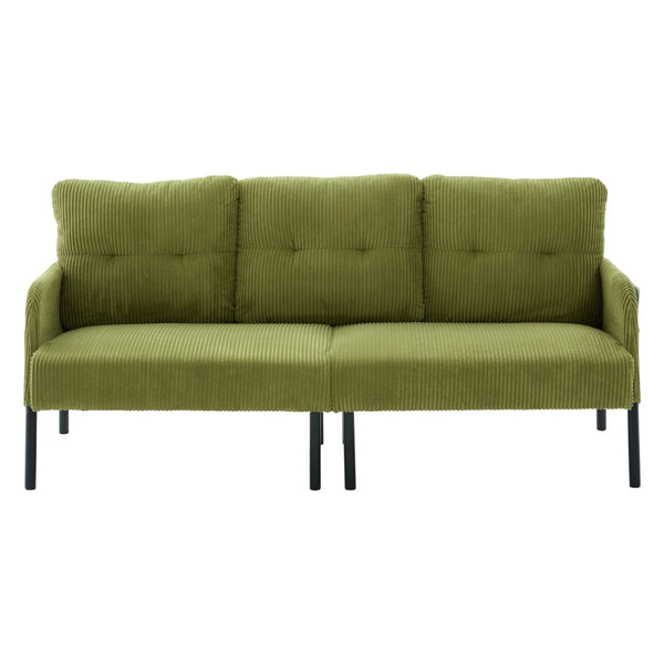 English Elm United We Win Corduroy Loveseat Plush Ergonomic Sofa with Spring Support Metal Legs Olive Green W1568P410049