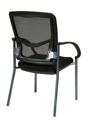 OSP Home Furnishings Progrid® Mesh Back Stackable Visitors Chair with Lumbar Support for Office Reception Coal 85670-30