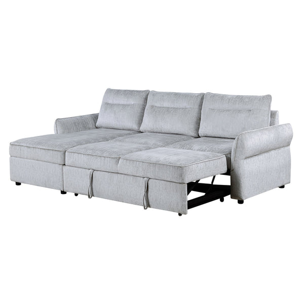 English Elm Montana Grey Fabric Sofabed with Chaise Storage, Contemporary Plush Cushioning, 250lb Seat Capacity B201S00303