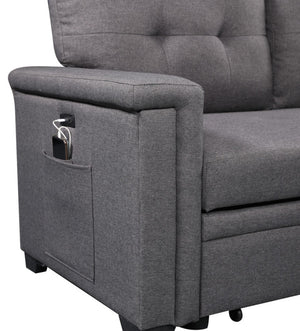 English Elm Aurora Sleeper Sectional Sofa with Storage Chaise Usb Ports and Tufted Cushions B2749S00178