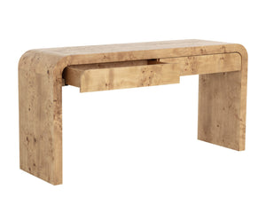 Sunpan ROWENA Console Table – Modern Burl Veneer Entryway Table with Sculptural Design for Sophisticated Decor 112668