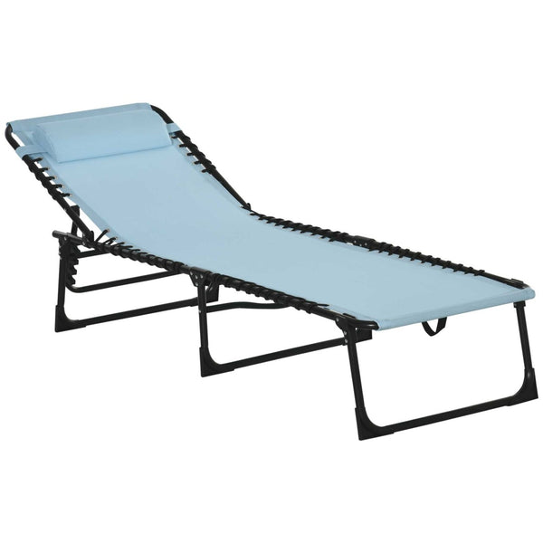 English Elm Outsunny Folding Chaise Lounge Chair – Lightweight, 4-Position Recline, Breathable Mesh, Baby Blue Comfort W2225P200923-GIGA