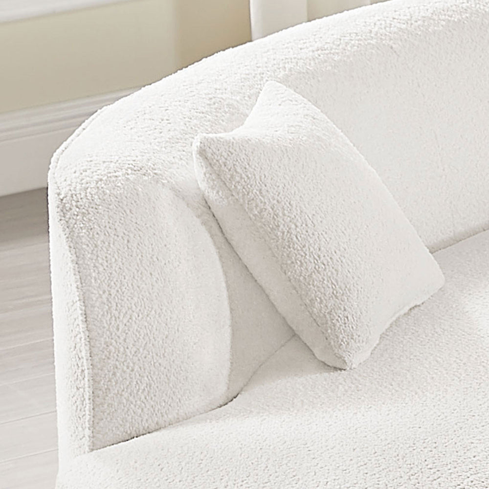 English Elm Luxury Modern Curved Boucle Sofa with Left Chaise — 2-Piece White Sectional, Plush, No Assembly W876S00303