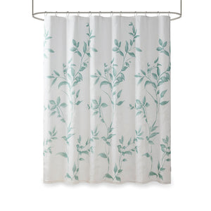 JLA Home Madison Park - Burnout Botanical Shower Curtain with Textured Burnout Detail, Water-Resistant, Machine Washable Elegance Seafoam MP70-6631