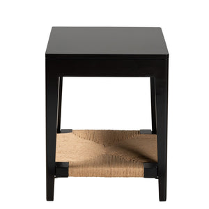 English Elm Bohemian Rattan Panel Acacia Wood Console Table with Open Shelf for Entryway B2750P420368
