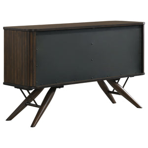 English Elm Wes Dark Walnut 2-Door Sideboard Buffet Storage Cabinet with Removable Shelves, Tapered Legs, Timeless Grain Finish B062P344986