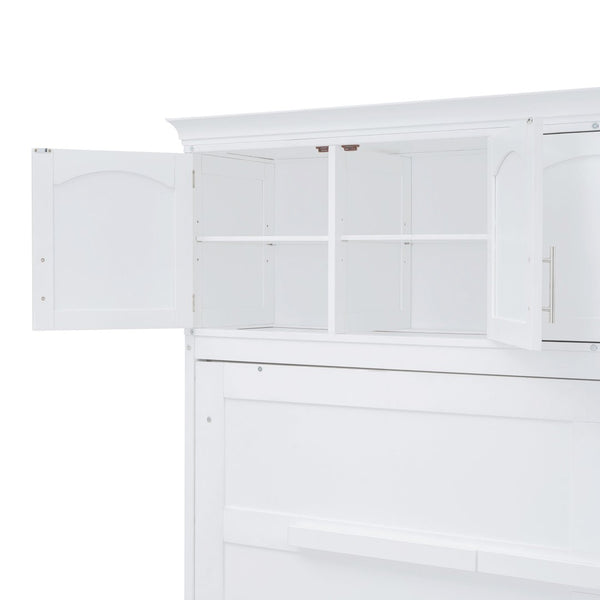 English Elm Full Size Murphy Wall Bed with Top Cabinet Storage for Studio or Guest Room LP006664AAK-1