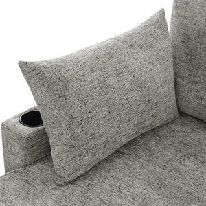 English Elm 109.9" Sectional Sofa Bed U-Shaped Pull-Out Sleeper with Storage Chaise, Cup Holders, USB Ports & Chenille Comfort LIGHT GREY N719S001910R