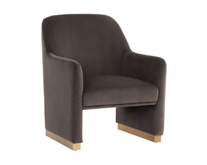 Sunpan Jaime Lounge Chair - Elegant Upholstered Seating with Gold Stainless Steel Base for Stylish Spaces Meg Ash