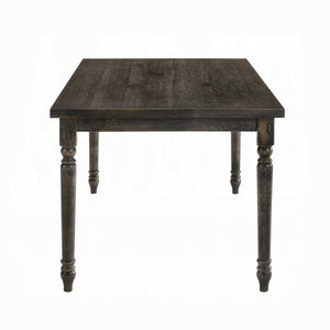 English Elm Weathered Weathered Grey Rectangular Dining Table with Turned Legs, Sturdy 60"L Oak Veneer Surface Elegance B062P209307