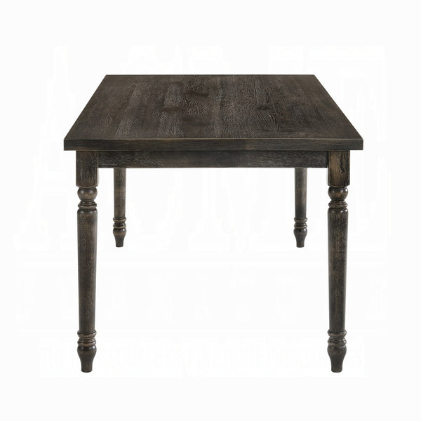 English Elm Weathered Weathered Grey Rectangular Dining Table with Turned Legs, Sturdy 60"L Oak Veneer Surface Elegance B062P209307