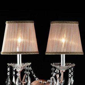 English Elm 17" Elegant Rosie Wall Sconce in Silvery Pink with Crystal Accents, Steel Body, Dual Candle Bulb Holders B072116029