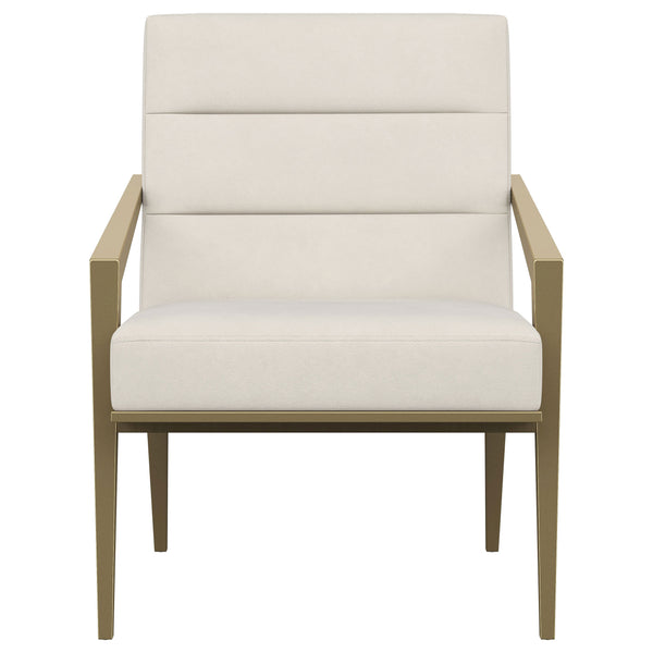 English Elm 1pc Bouclé Swivel Accent Chair with Channel Back, Plush Foam Seat, 360° Rotation, Modern Comfort Cream,Gold 30 L x 26 W x 29.5 H B011P308569