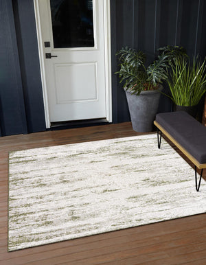 Unique Loom Outdoor Modern Cartago Machine Made Abstract Rug Green, Ivory 10' 0" x 10' 0"