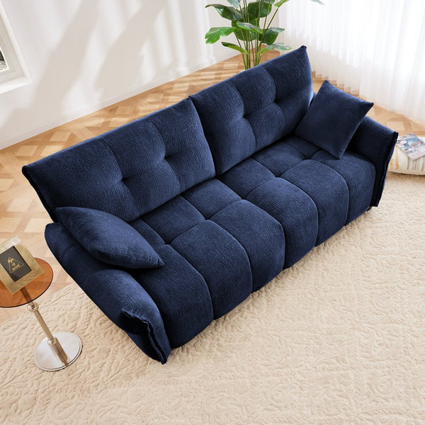 English Elm Premium Two-Seater Sofa with Ergonomic Support, High-Resilience Foam, Luxe Chenille Upholstery, Durable Wood Base Blue W714S01145