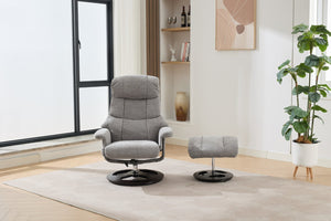 English Elm 069-ergonomic Swivel Recliner with Ottoman Chenille Wingback Massage Lounge Chair Grey W527P439691
