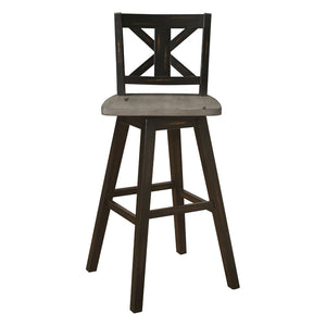 English Elm Pub Height Swivel Chairs Set Of 2 - Distressed Gray & Black X-Back Design For Rustic Charm & Comfort B011P194913-GIGA