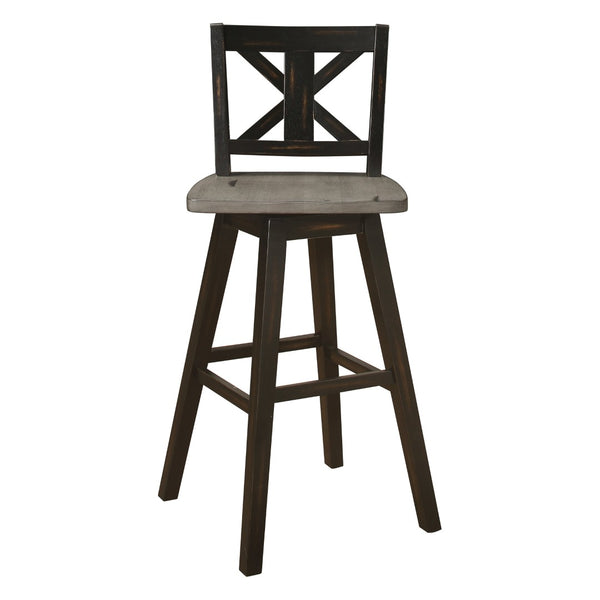 English Elm Pub Height Swivel Chairs Set Of 2 - Distressed Gray & Black X-Back Design For Rustic Charm & Comfort B011P194913-GIGA