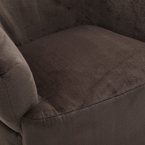 English Elm Plush Barrel Swivel Accent Chair Velvet Upholstered 360 Degree Base Living Room Black,Dark Brown N776P403621M
