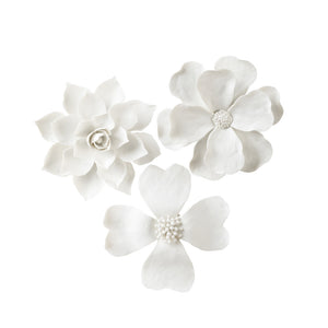 Wall Flowers - Set of 3 White/Cream 370172 Chelsea House