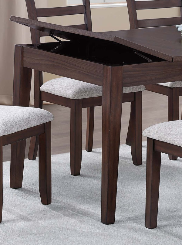 English Elm Contemporary 6Pc Walnut Dining Set With Storage Table, 4 Ladder-Back Chairs & Bench For Family Meals B011S01896