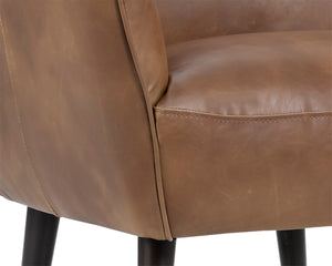 Sunpan LUTHER Mid-Century Lounge Chair in Tobacco Tan - Stylish, Easy-Care Faux Leather Comfort & Support 101966V