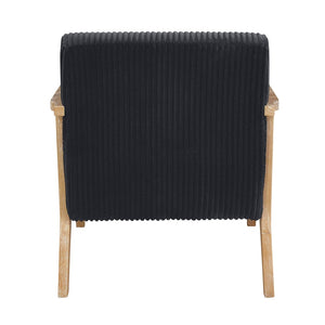 English Elm Upholstered Corduroy Accent Chair with Lumbar Pillow Rubberwood Frame Modern Sitting Room Black B011P455640