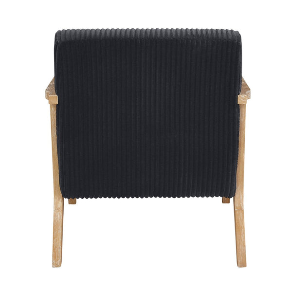 English Elm Upholstered Corduroy Accent Chair with Lumbar Pillow Rubberwood Frame Modern Sitting Room Black B011P455640