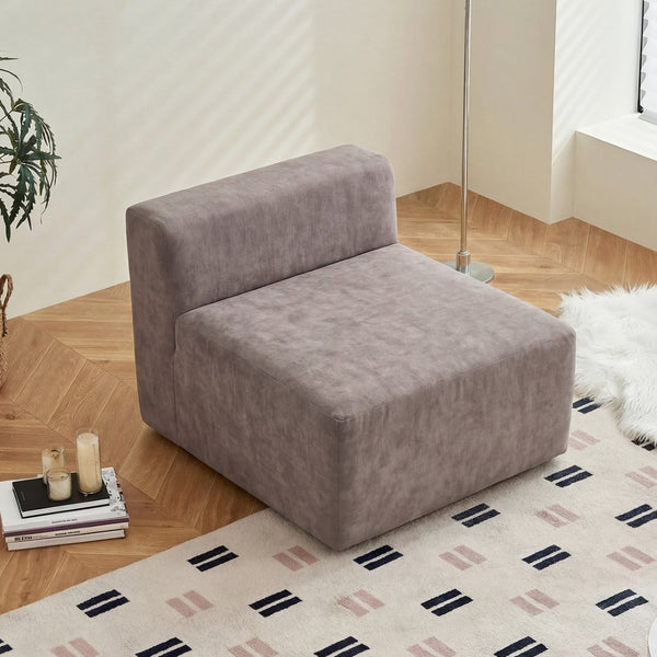 English Elm Cube Velvet Lounge Chair Dense Foam Compact Seat for Bedroom or Studio Apartment W3670P355790