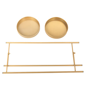 English Elm Modern Golden 2-Tier Plant Stand Folding Metal Shelf — Space-Saving 33lb Capacity Indoor Outdoor Decor W2181P357587